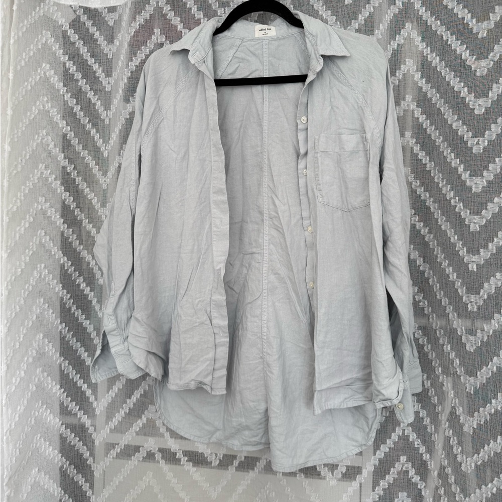 Wilfred Free Aritzia Oversized Button-Up Shirt Light Blue XS